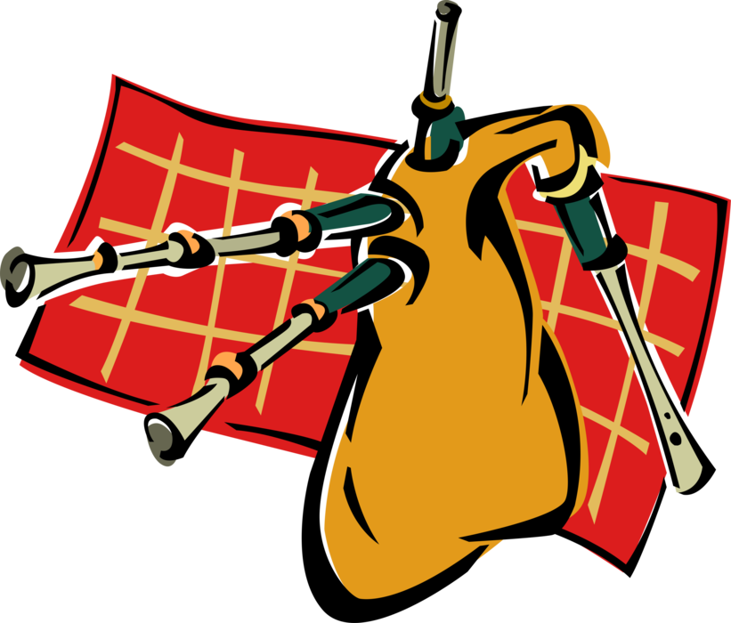 Vector Illustration Of Scottish Highland Bagpipes Musical Clipart (821x700), Png Download