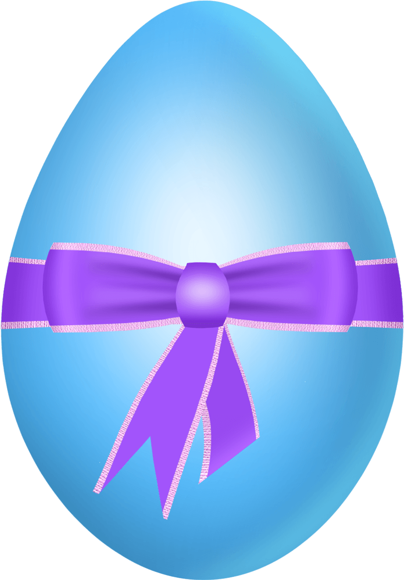 Easter Blue Egg With Purple Bow Png Clipart Picture Transparent Png (829x1188), Png Download