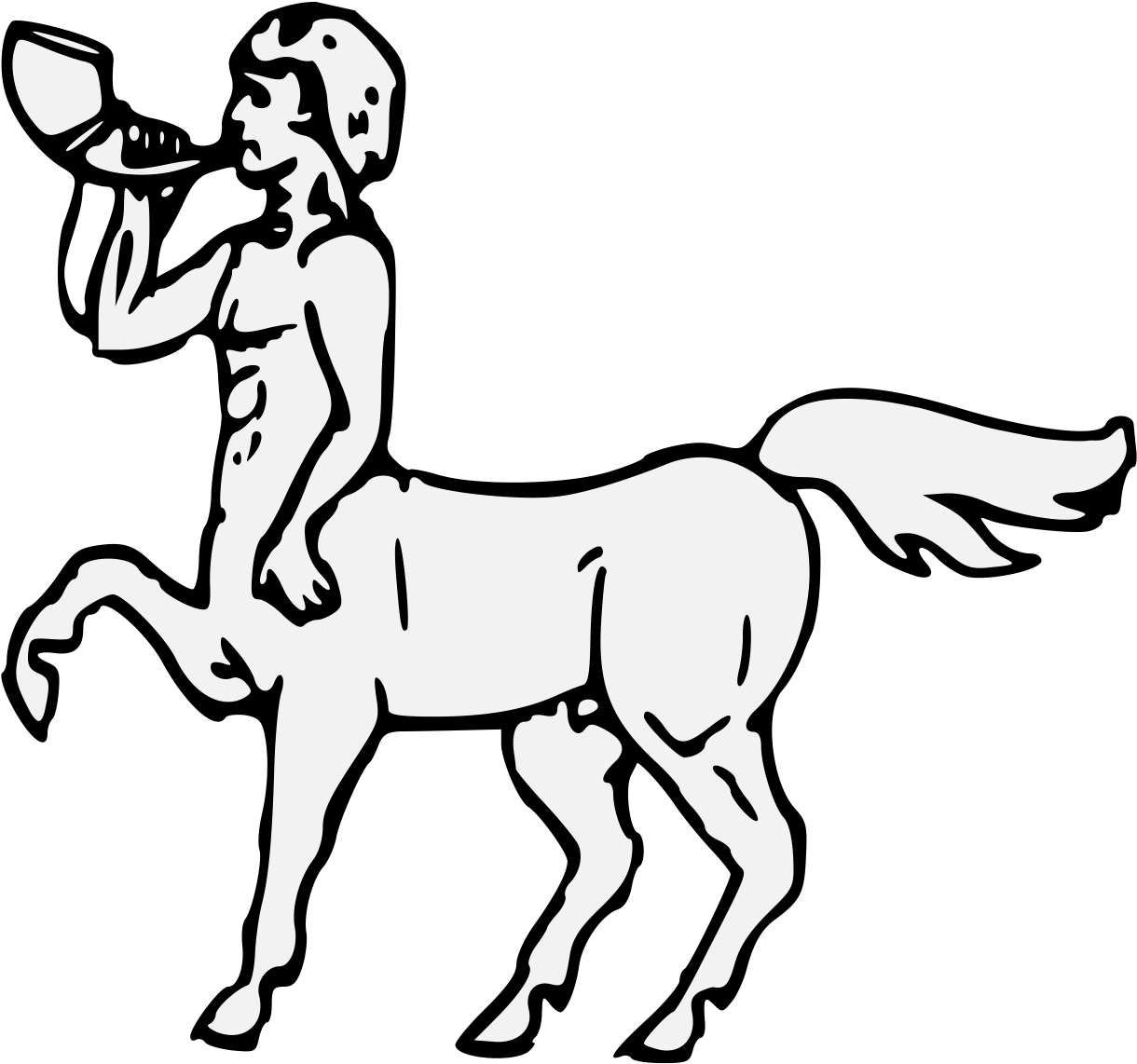 Centaur Passant Blowing A Horn Clipart (1237x1148), Png Download