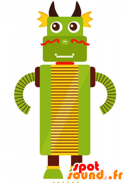 Green And Yellow Dragon Mascot Clipart (600x600), Png Download