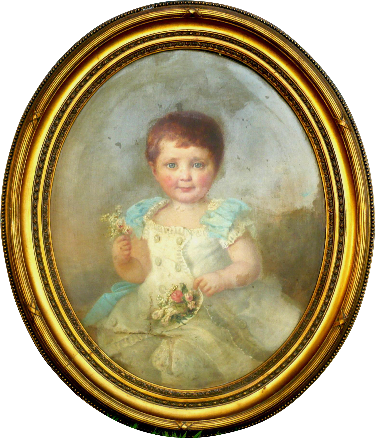 19th Century Oil On Canvas Seated Portrait Of Toddler Clipart (1818x1818), Png Download