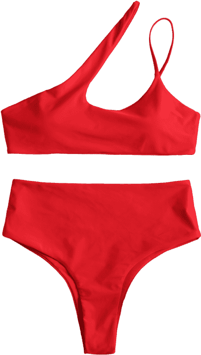 One Shoulder High Leg Bikini Clipart (558x744), Png Download
