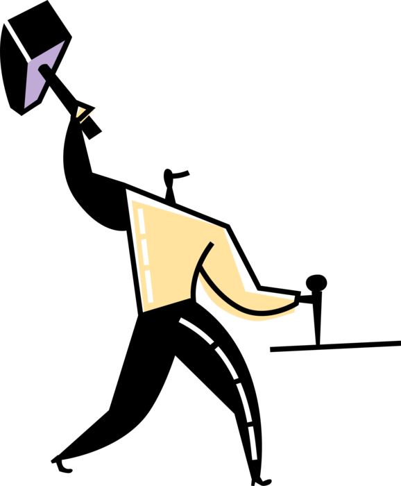 Vector Illustration Of Construction Worker Hammers Clipart (578x700), Png Download