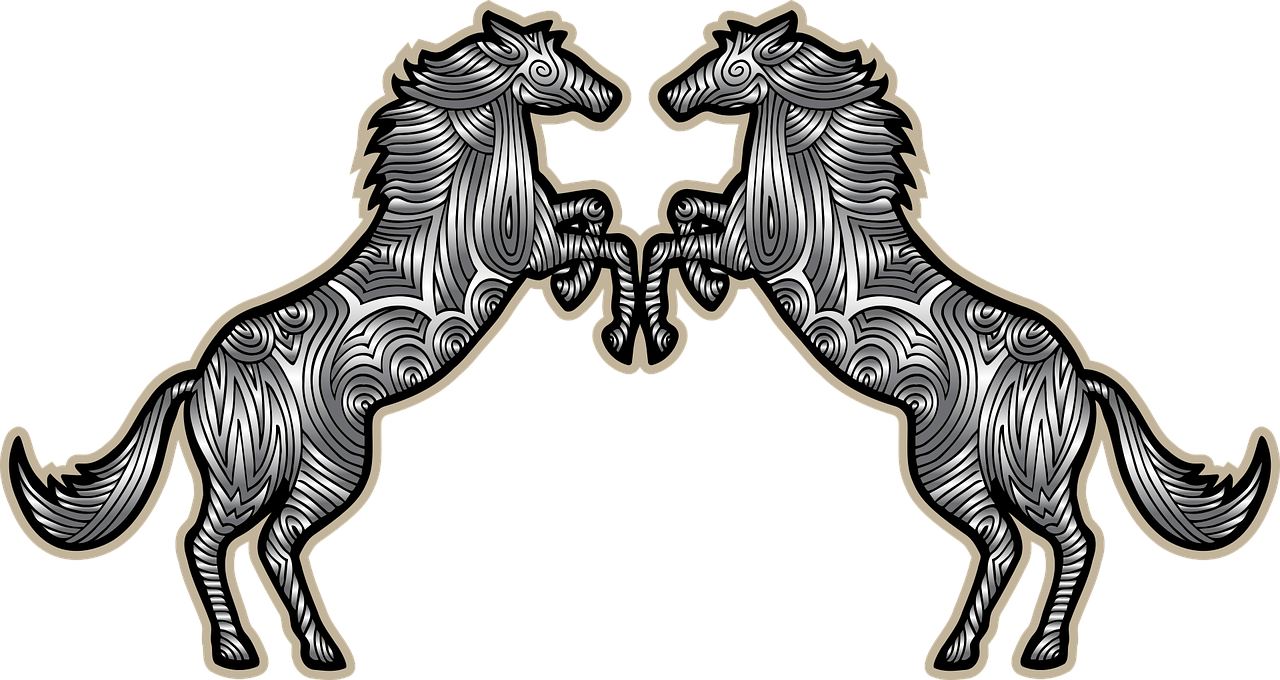Horse Couple Decorative Clipart (1280x680), Png Download