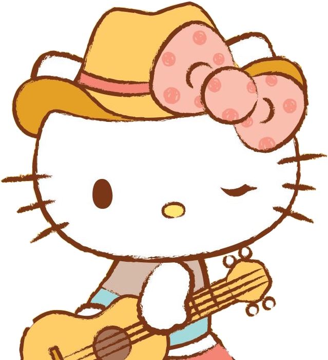 Hellokitty Music Guitarra Vaquerita Kitty Girl Funnyfre Clipart (639x700), Png Download