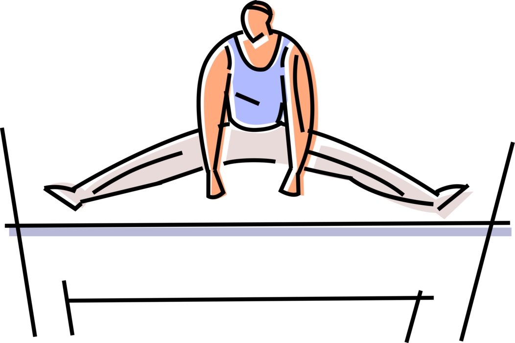 Gymnast Performs On Bars Vector Image Illustration Clipart (1052x700), Png Download