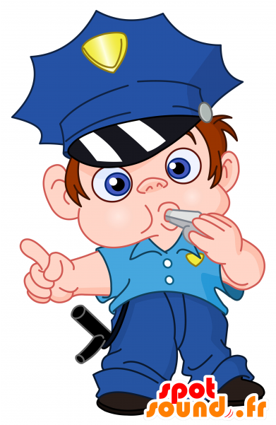 Blue-uniformed Policeman Mascot Clipart (600x600), Png Download