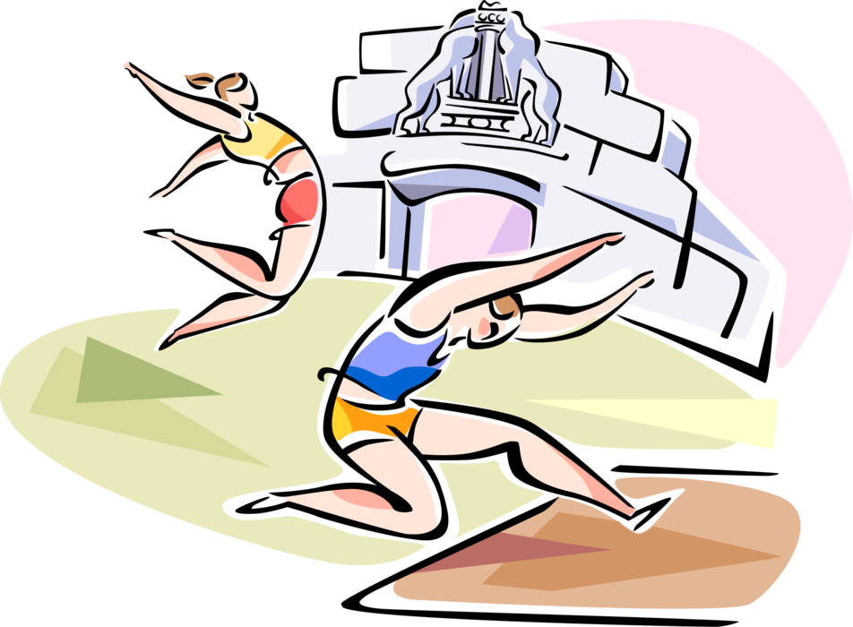 Vector Illustration Of Track And Field Long Jumpers Clipart (952x700), Png Download
