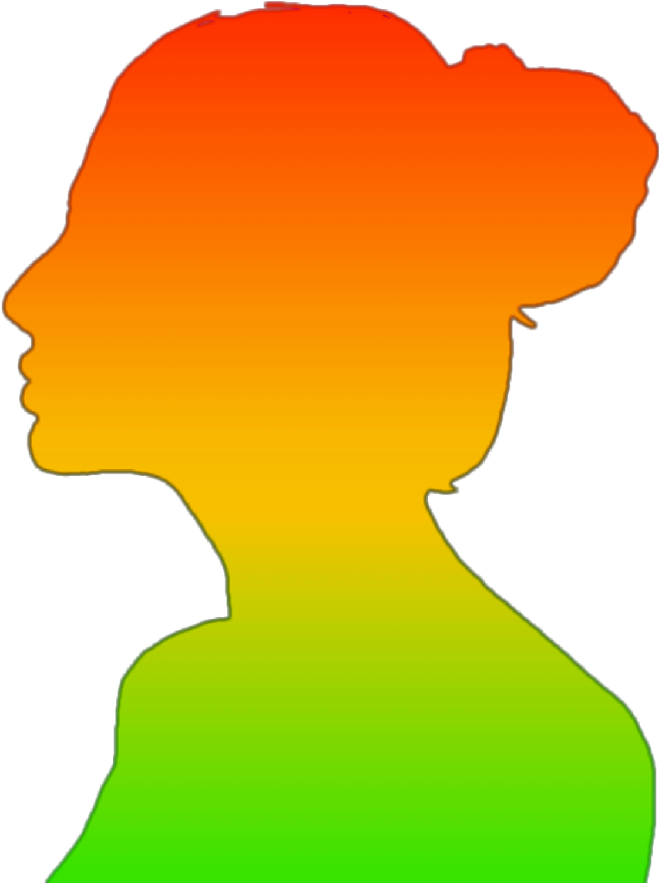Vertjaunerouge Greenyellowred Girl Silhouette Ombre Clipart (1024x1024), Png Download