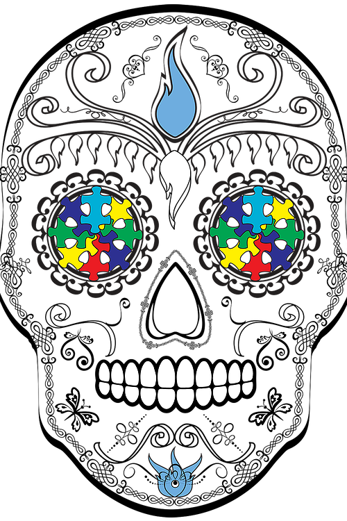 Sugar Skull Colors Clipart (500x750), Png Download
