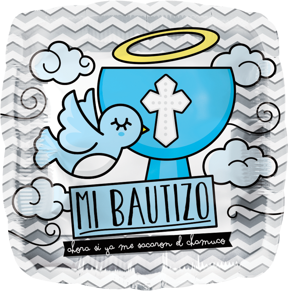 18" Mi Bautizo Caliz Azul Con Paloma , Metalizado Clipart (1000x1000), Png Download