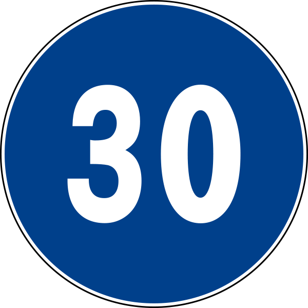 Minimum Speed Signs Are Solid Blue Circles With White Clipart (600x600), Png Download