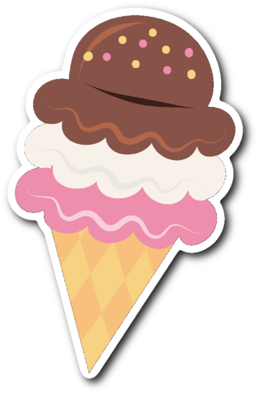 Cone Vinyl Die Cut Clip Art Black And White Library - Ice Cream Cone Sticker - Png Download (600x600), Png Download
