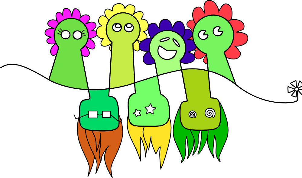 Flower Flora 29 Xochi - Flower People Cartoon Clipart (999x590), Png Download