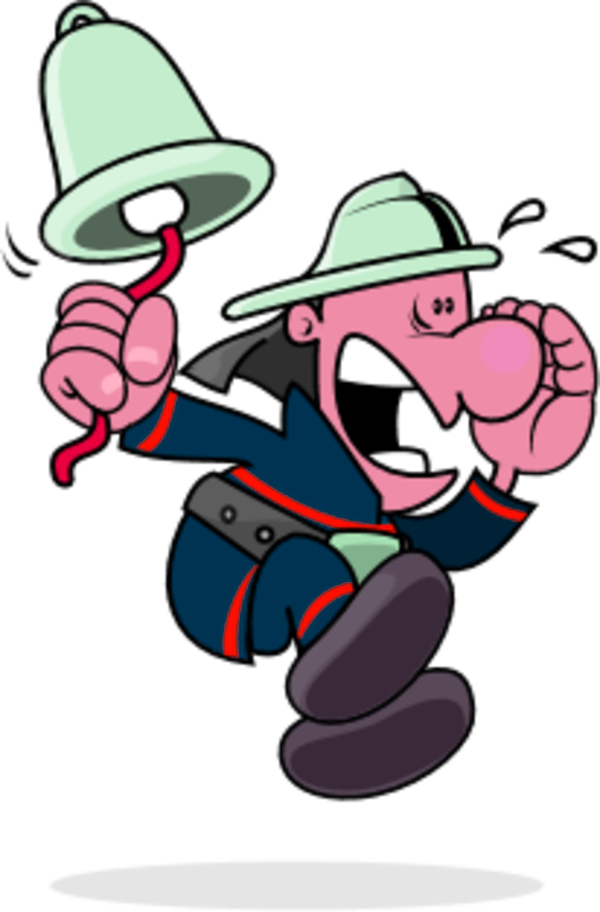 Funny Man Ringing A Bell Fireman - Fireman Clipart - Png Download (600x912), Png Download