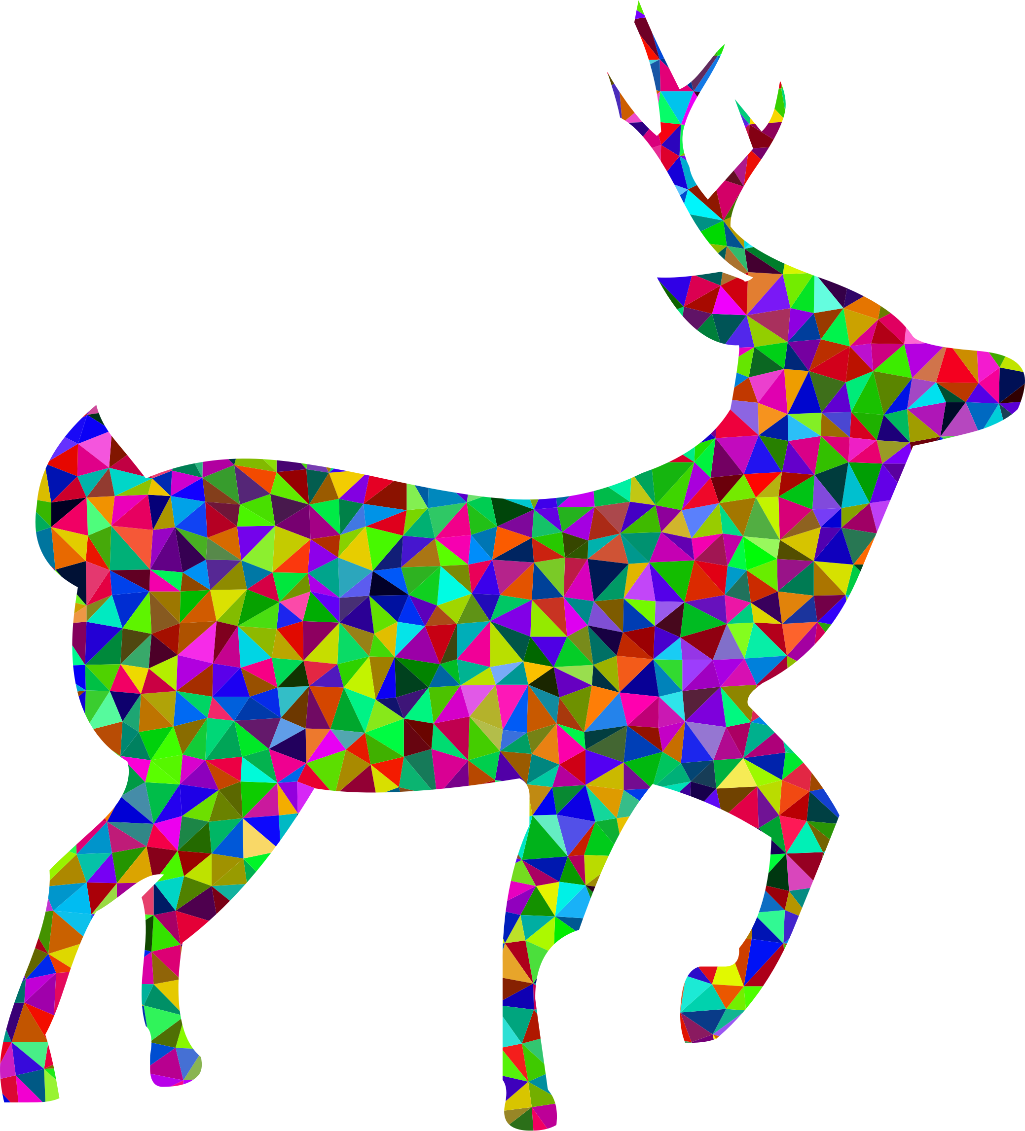 White-tailed Deer Moose Rudolph Reindeer - Colorful Deer Polygon Png Clipart (679x750), Png Download