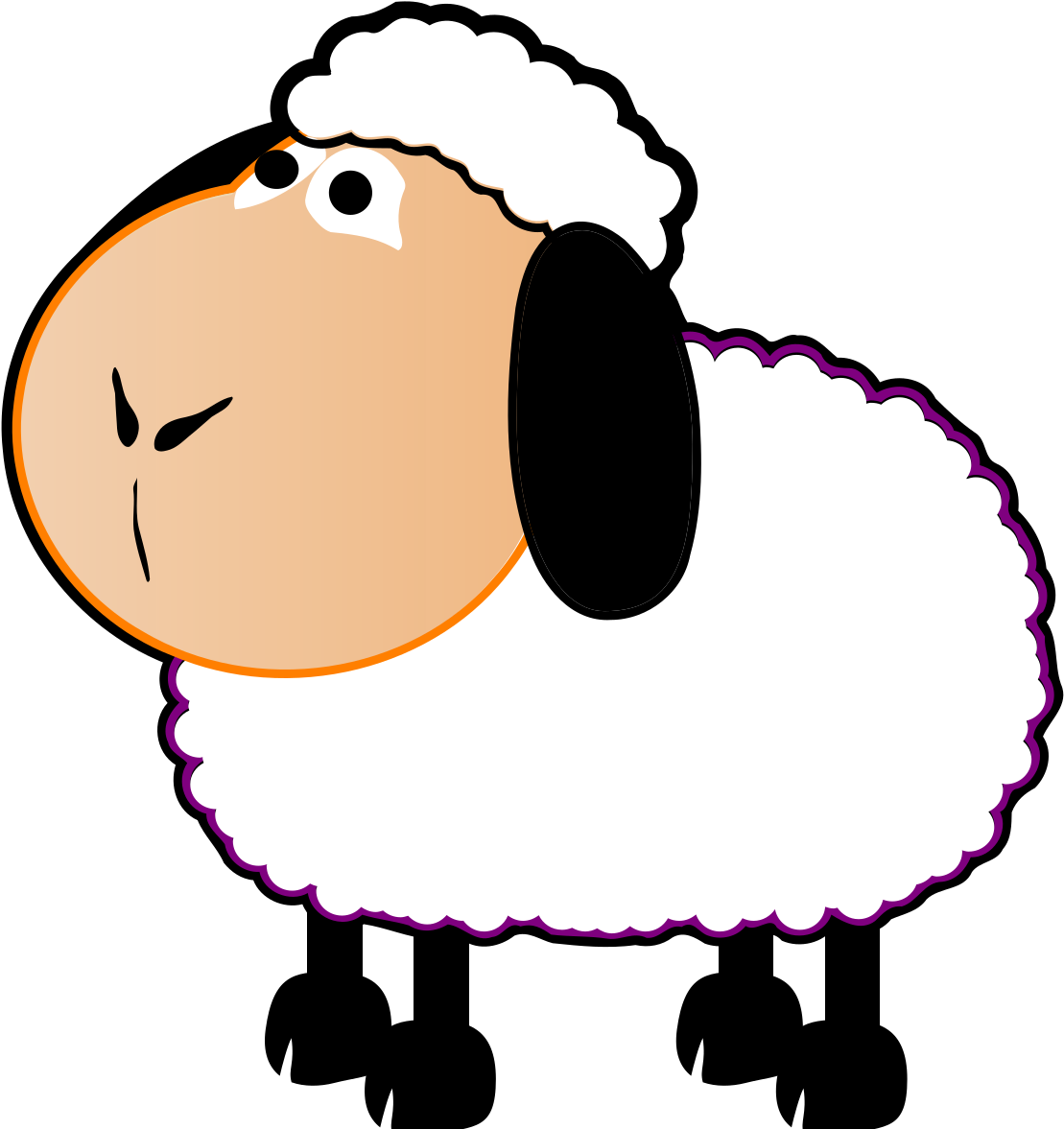 Black And White Sheep Clip Art - Png Download (558x597), Png Download