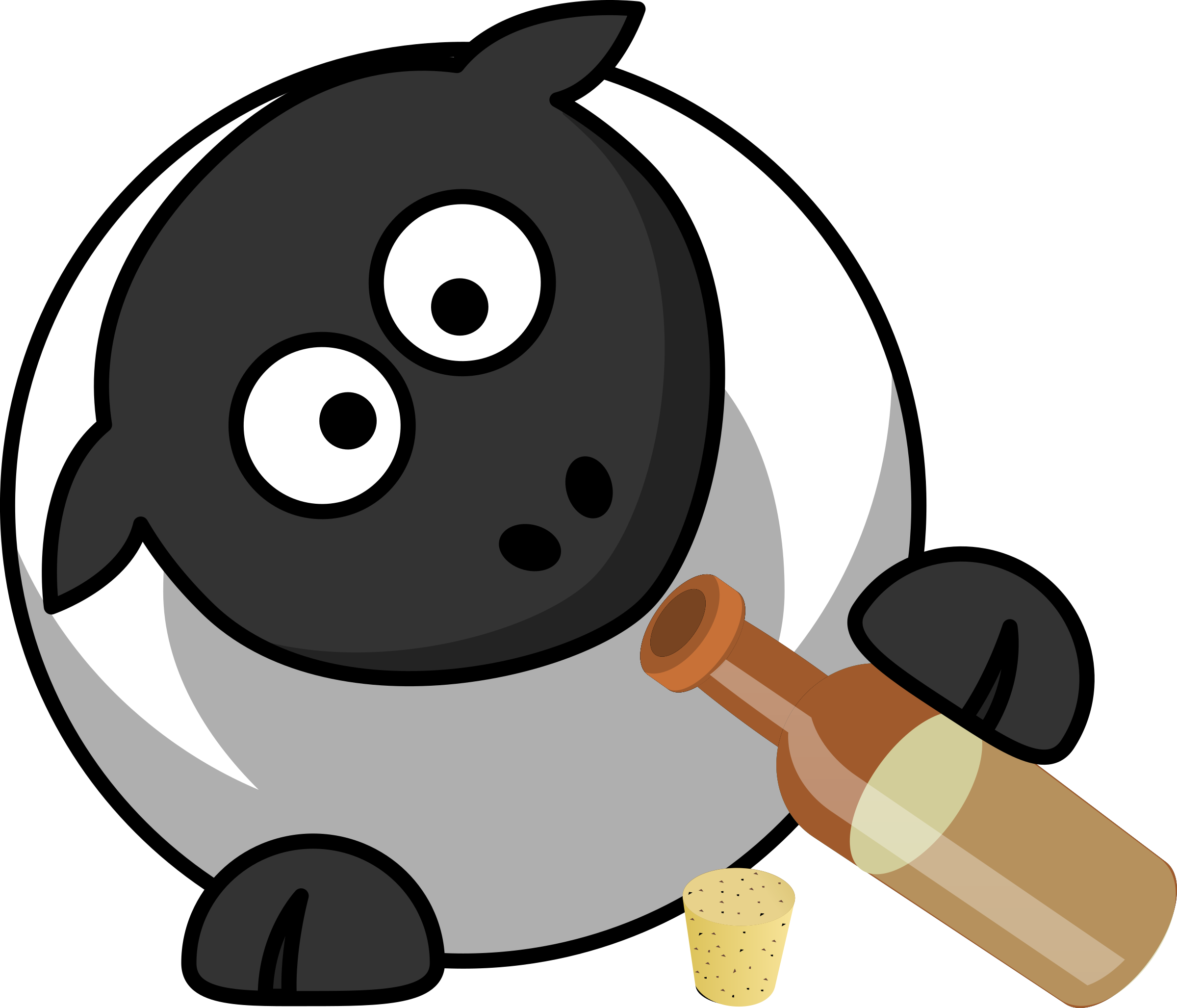 Sheep Clipart Drinking - Drinking Sheep Cartoon - Png Download (2400x2055), Png Download