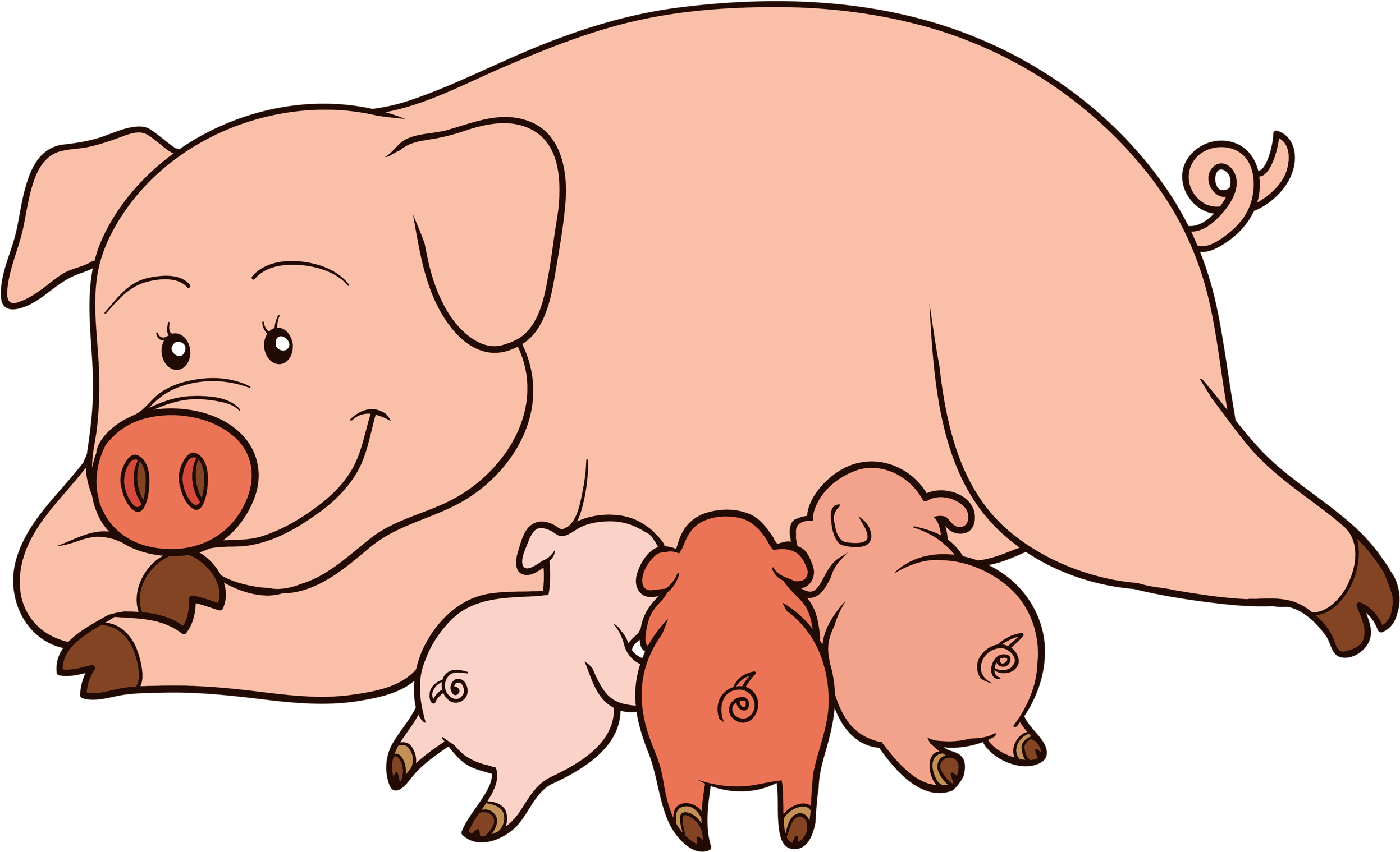 Pinterest Clip Art - Pig With Piglets Clipart - Png Download (2560x1622), Png Download