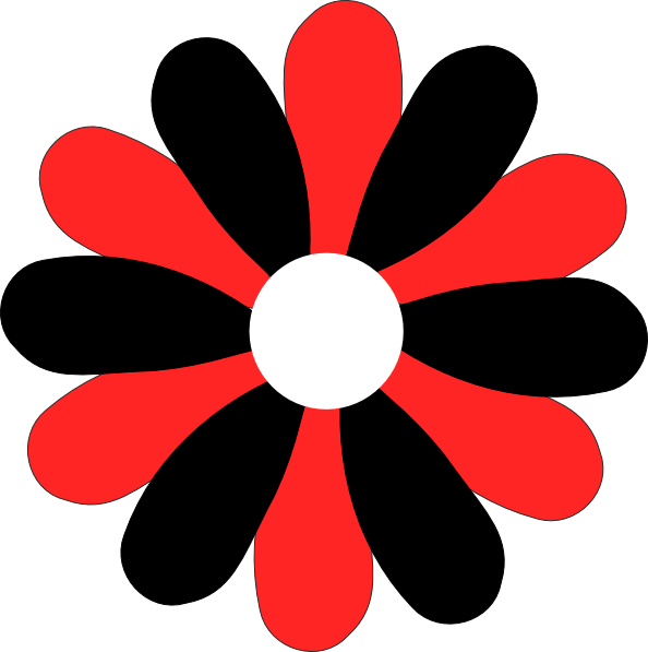 Black And Red Gerber Daisy Clip Art Clipart - Clip Art - Png Download (594x597), Png Download