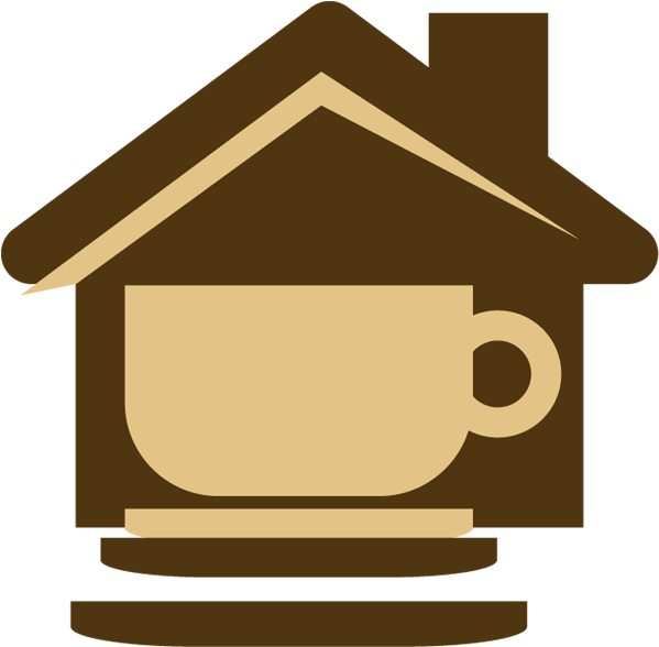 House Icon With A Coffee Cup Clipart (600x600), Png Download