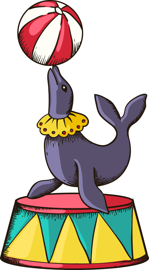 Dolphins Clipart Circus - Circus Sea Lion Png Transparent Png (500x906), Png Download