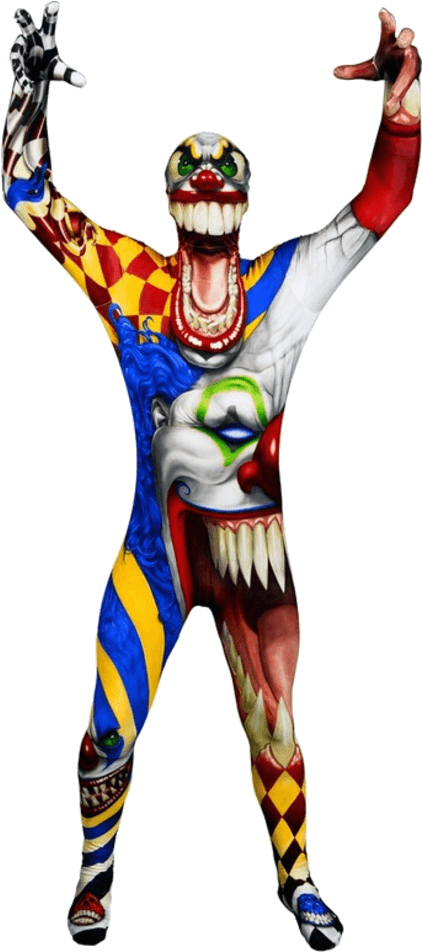 Kids The Clown Morphsuit Costume Jokers Masquerade Clipart (600x951), Png Download