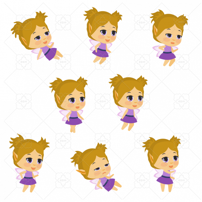 Purple Fairy Chibi 2d Animated Sprite Pack, Animated Clipart (700x700), Png Download
