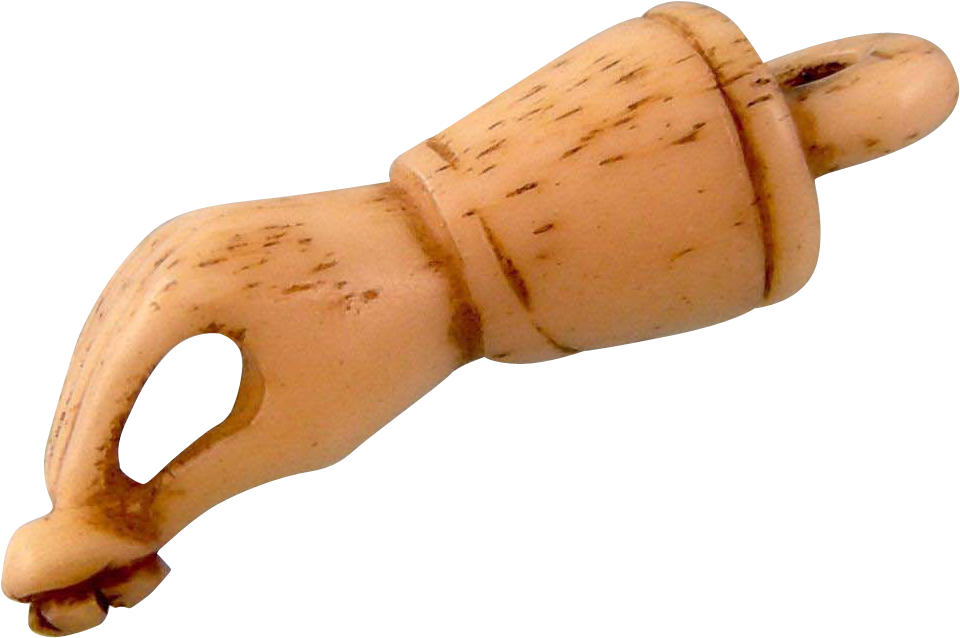 Antique Victorian Hand Charm Carved In Bone Clipart (959x959), Png Download