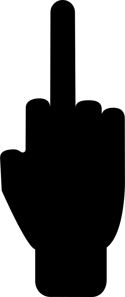 Middle Finger Up Of Filled Hand Shape Comments Clipart (412x980), Png Download