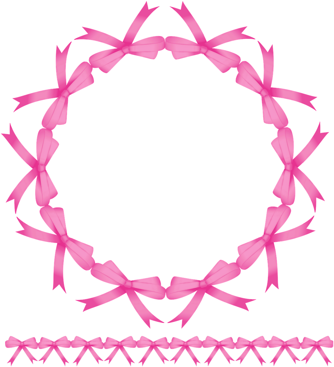 Bow Ribbon Wreath Frame Pink Png Image Clipart (1280x1280), Png Download