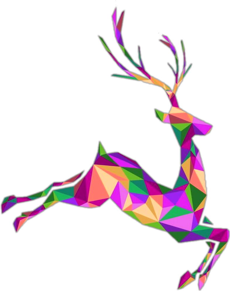Reindeer Deers Bucks Deer Colorful Color Colors Abtract Clipart (1024x1024), Png Download