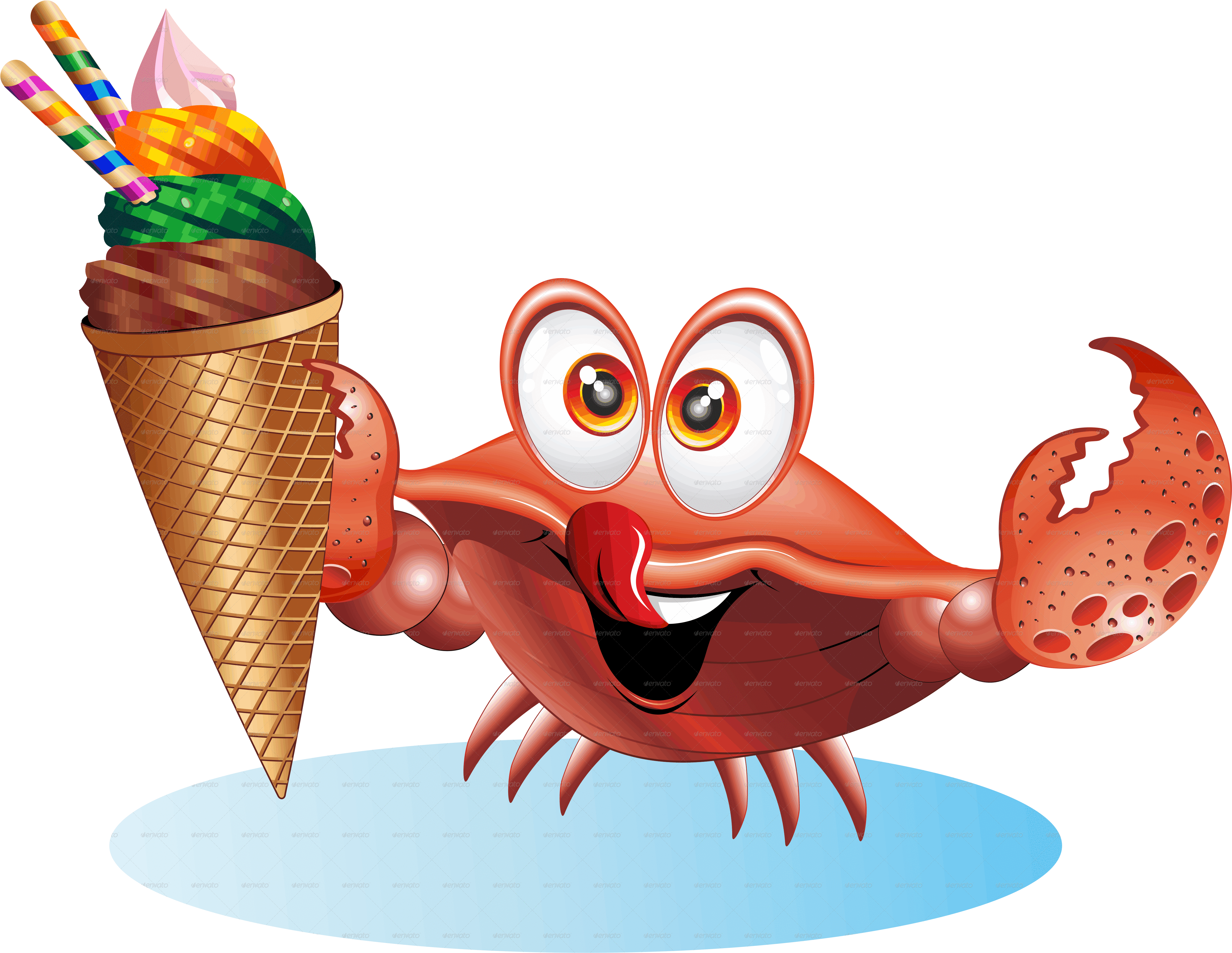 Crab Cartoon With Ice Cream-giff5000 Clipart (5000x5000), Png Download