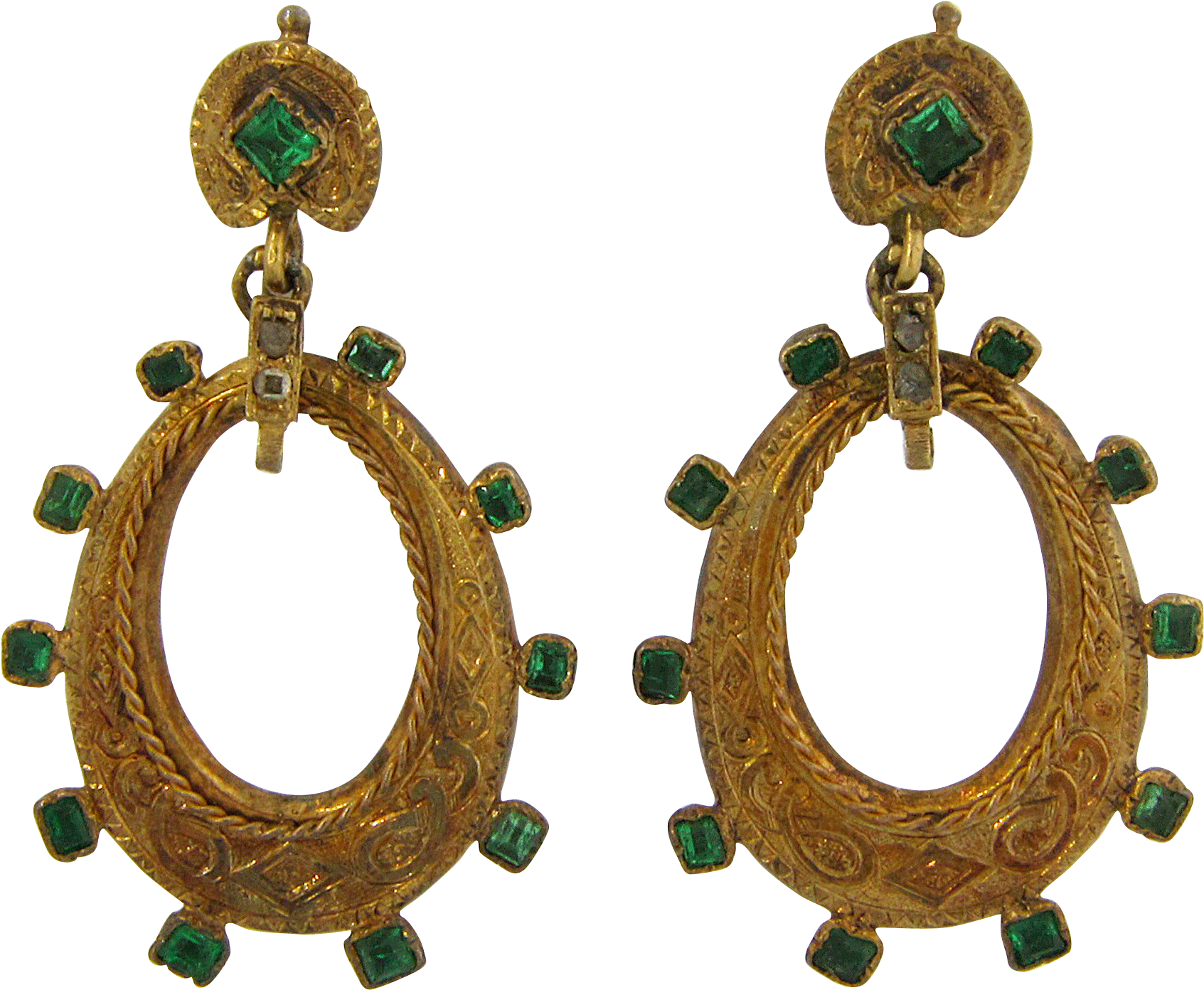 Art Nouveau Emerald And Diamond Dangle Earrings From Clipart (1692x1692), Png Download