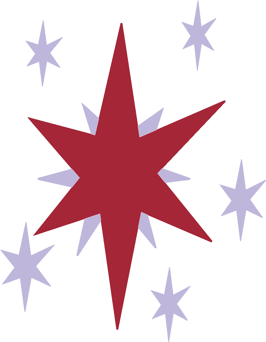 Amaranth Six-pointed Sparkle Surrounded By Five Small Clipart (1280x1280), Png Download