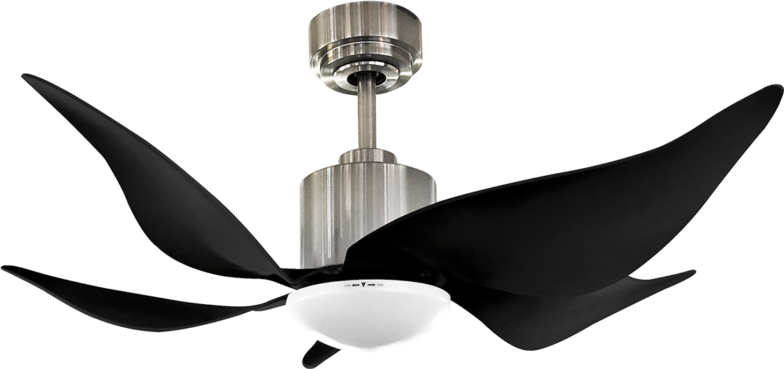 Leaf 36″ Silver Black Ceiling Fan /svbl Clipart (1920x1080), Png Download