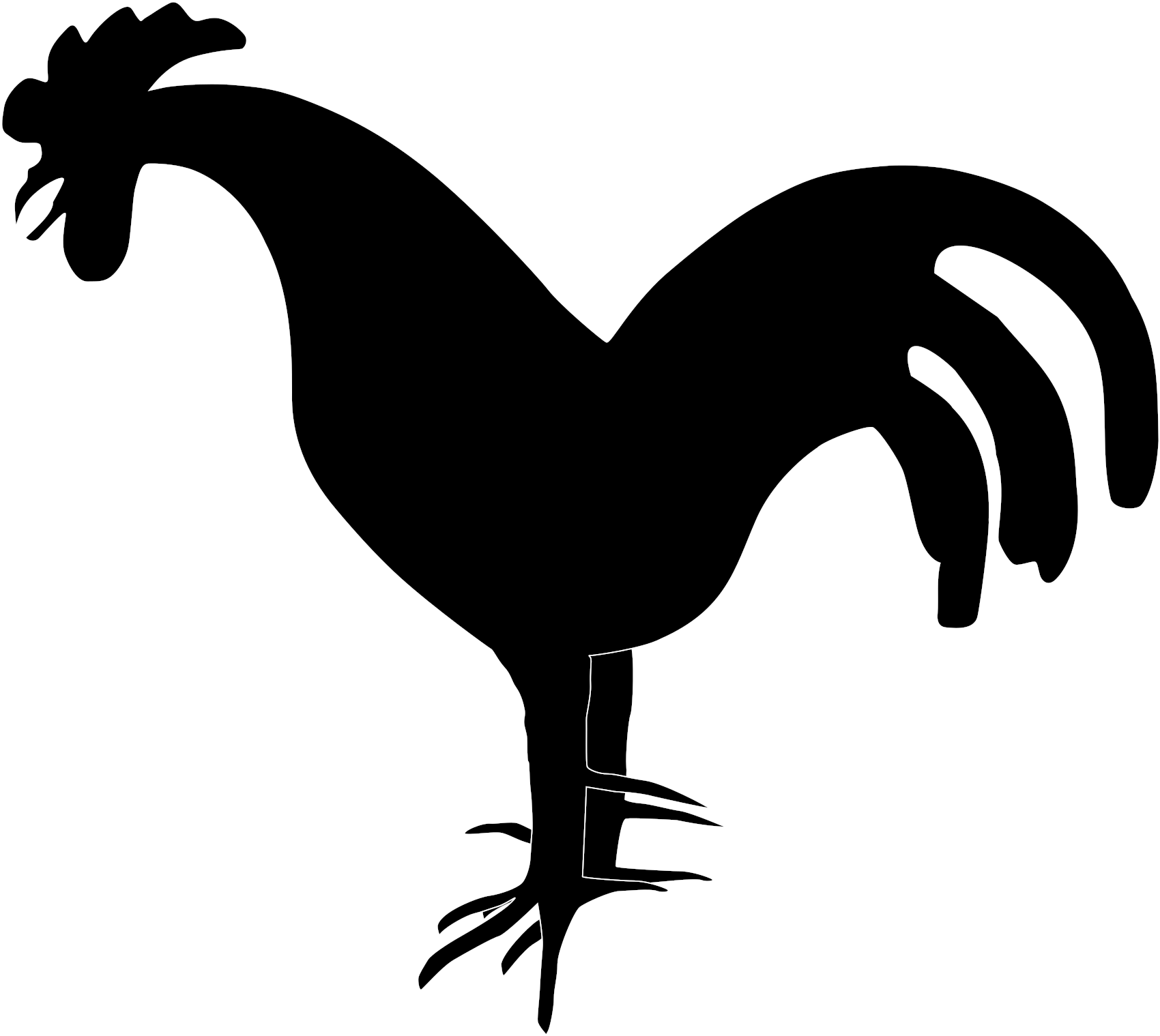 Rooster Silhouette2 Clipart (2400x1697), Png Download