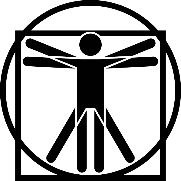 Vitruvian Man Rubber Stamp Clipart (600x600), Png Download