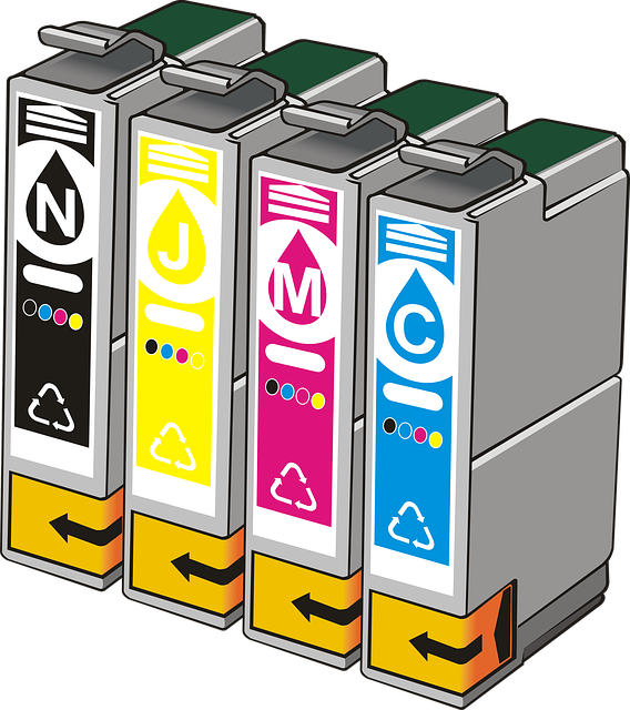 Cartridges, Ink, Cmyk, Cyan, Magenta, Yellow, Black Clipart (568x640), Png Download