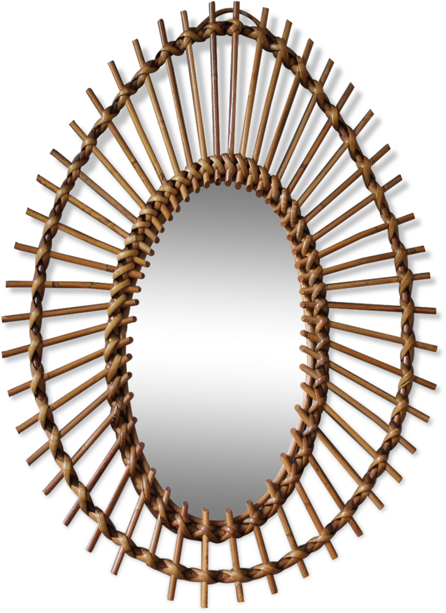 Sun Rattan Vintage Oval Mirror 61x41cm Clipart (1457x1457), Png Download