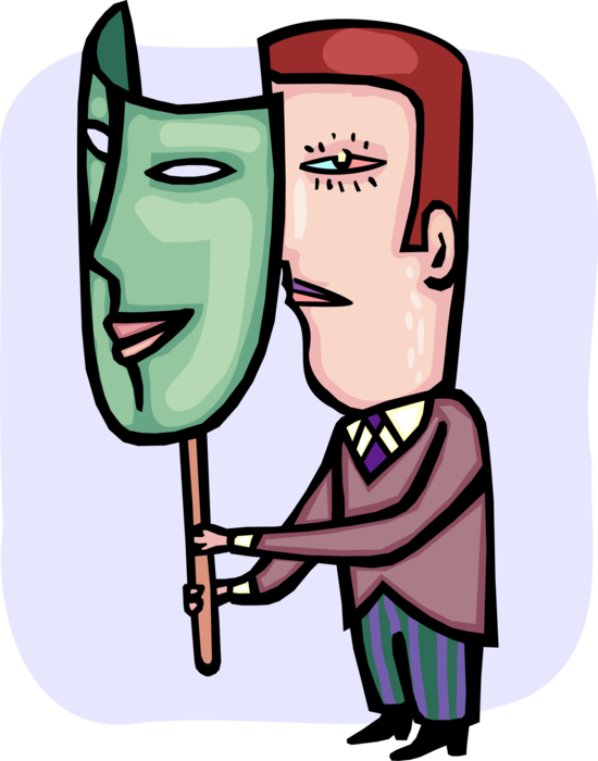 Vector Illustration Of Two Faced Hypocritical Or Double Clipart (550x700), Png Download