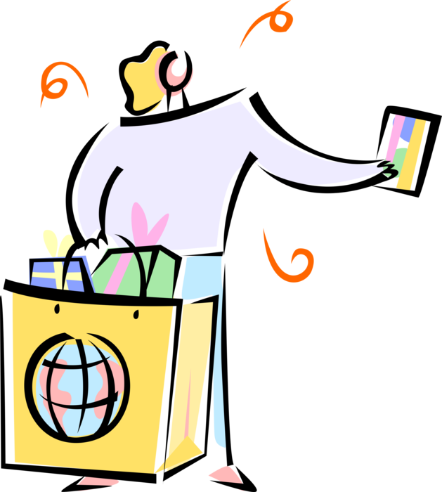 Vector Illustration Of Retail Department Store Shopper Clipart (629x700), Png Download