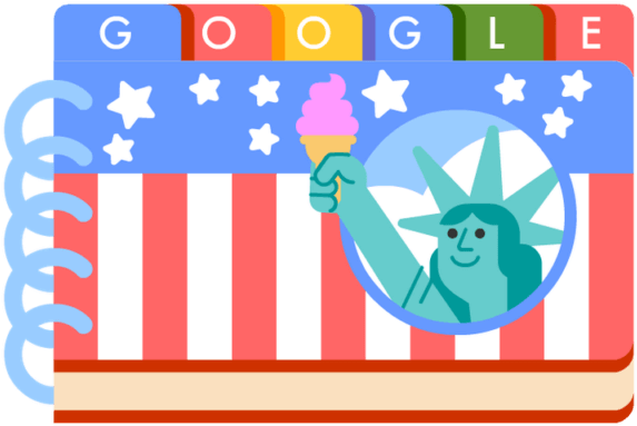 Google July Fourth Doodle Clipart (800x450), Png Download