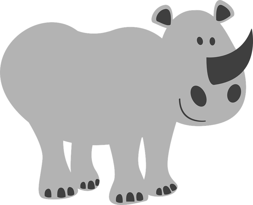 Rhino Wildlife Mammal Clipart (885x720), Png Download