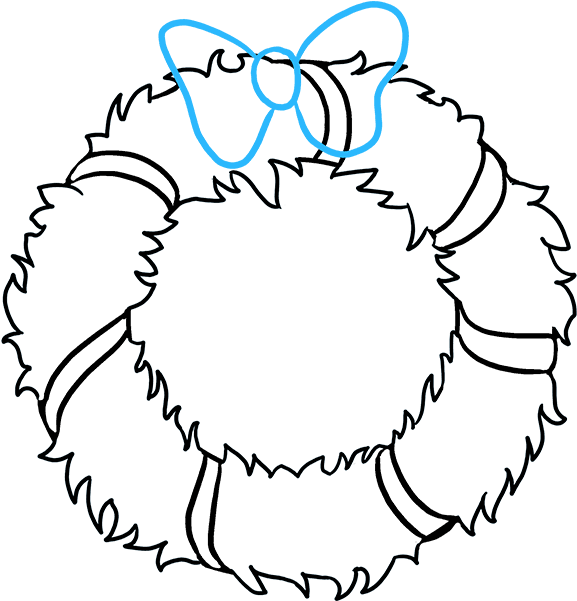 How To Draw Christmas Wreath Step 6 Clipart (680x678), Png Download
