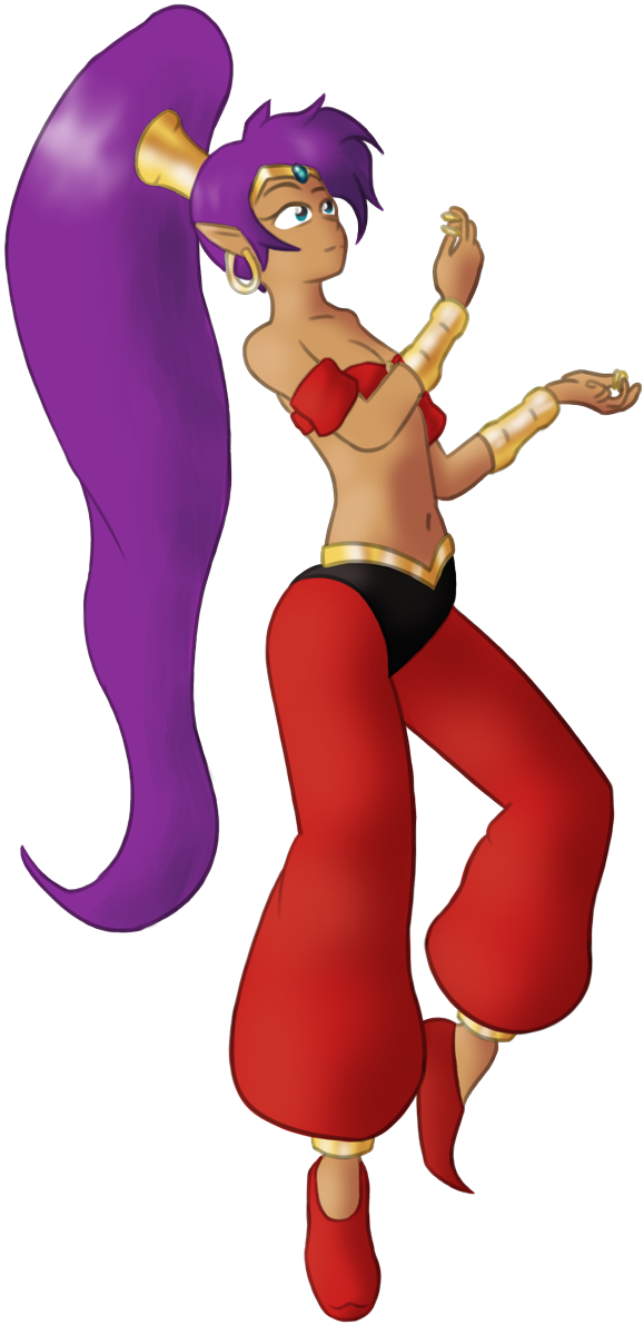 I Felt Like Drawing Shantae Pondering On How Best To Clipart (598x1200), Png Download
