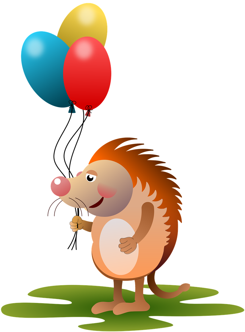 Hedgehog Animal Animals Balloons Png Image Clipart (1054x1280), Png Download