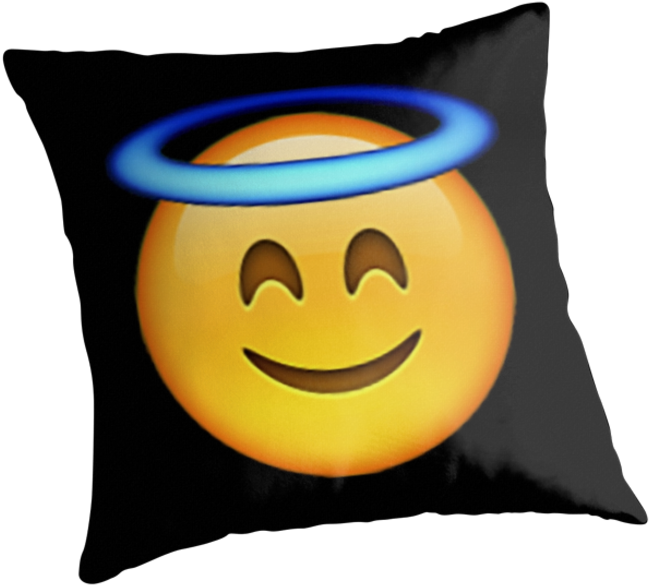 "angel Emoji" Throw Pillows Idkbutpuppies Redbubble Clipart (875x875), Png Download