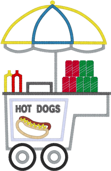 New York Hot Dog Stand Applique Clipart (567x567), Png Download