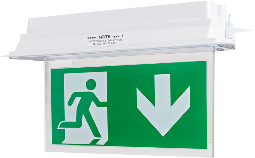 Oat Led Hanging Blade Exit Sign With Energy Efficient Clipart (1035x600), Png Download